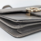 Gucci Interlocking G Small Shoulder Bag Leder Grau
