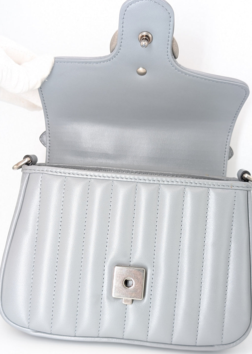 Gucci GG Marmont Monochrome Top Handle Flap Mini Grau
