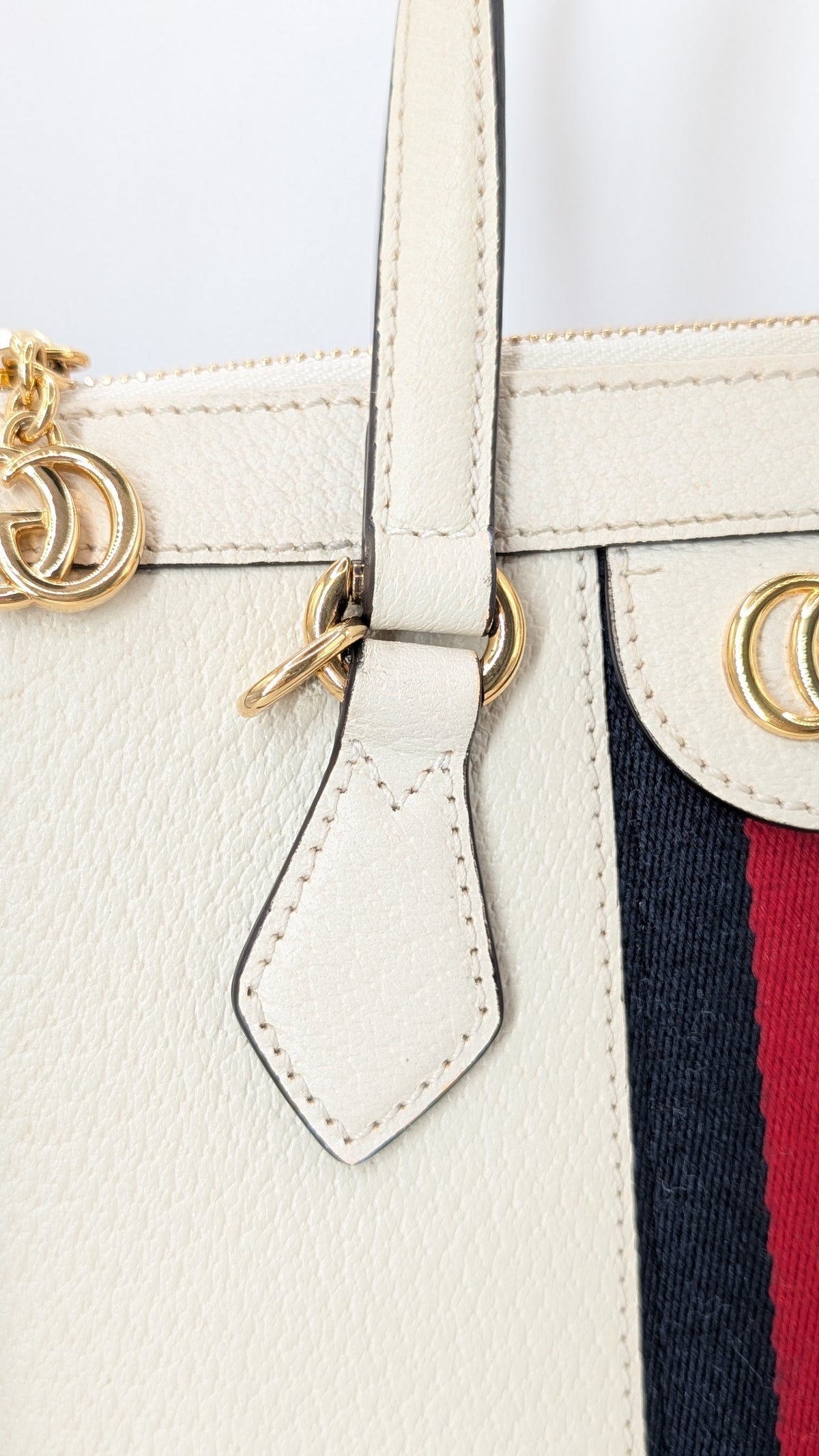 Gucci Ophidia Small Tote Bag Leder Creme