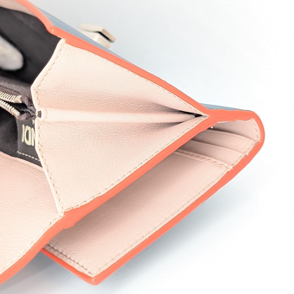 Fendi Selleria Continental Wallet Leder Blau neuwertig
