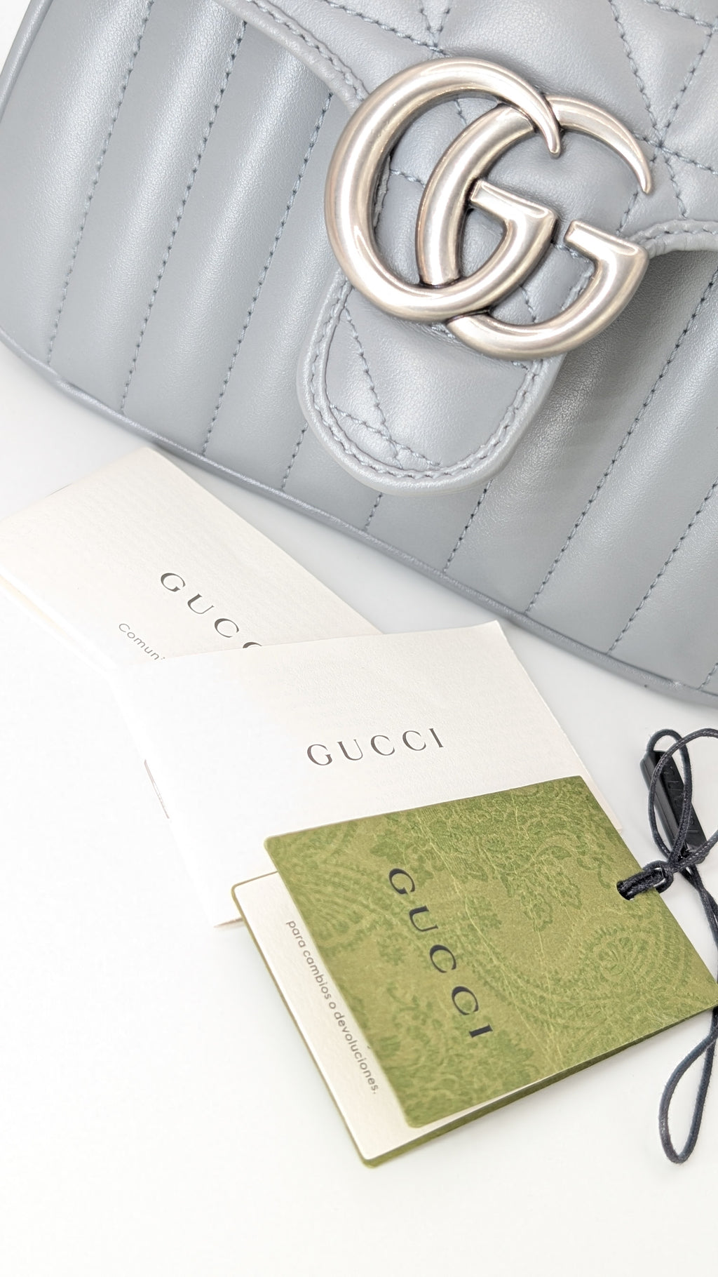 Gucci GG Marmont Monochrome Top Handle Flap Mini Grau