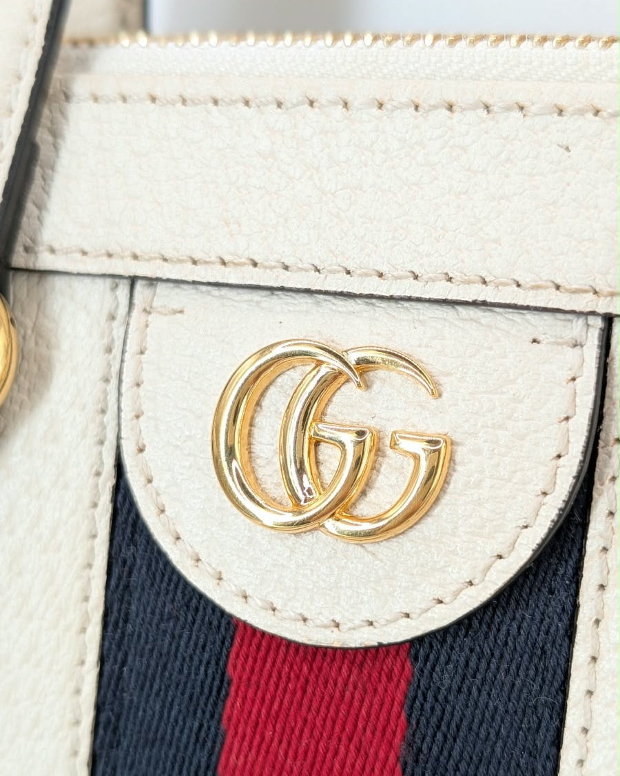Gucci Ophidia Small Tote Bag Leder Creme